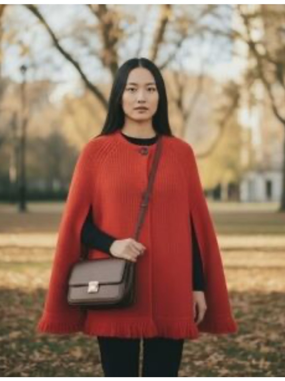 NWT Lucky Brand Vintage Inspired Line Red/Orange Wool Ponch